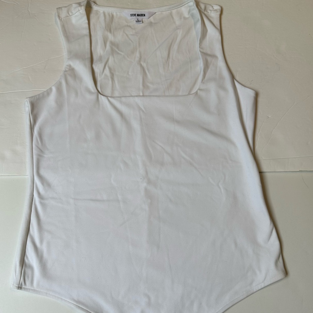 Steve Madden square neck white bodysuit large